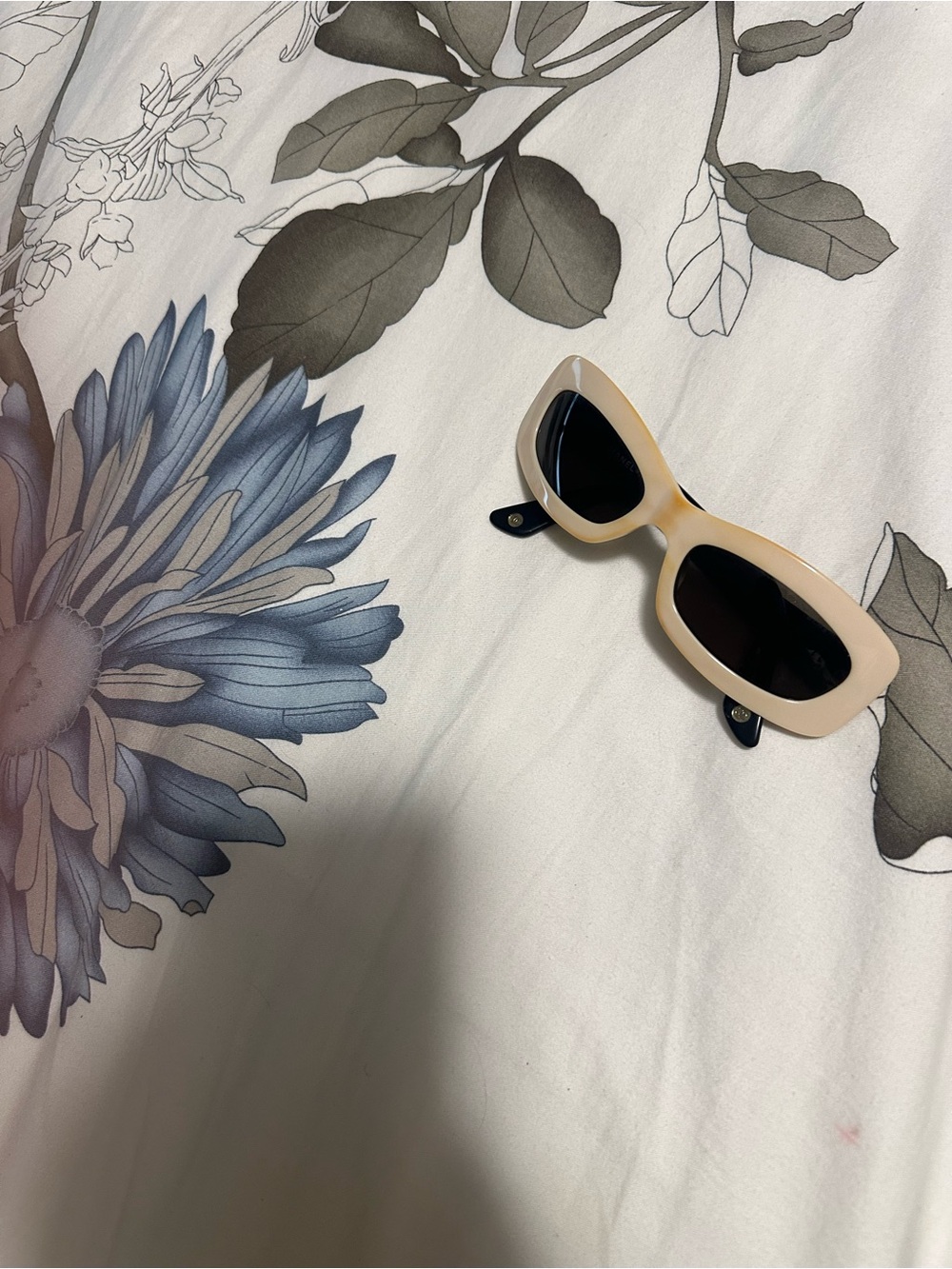 Chanel Beige Rectangular Retro Sunglasses with Black Lenses